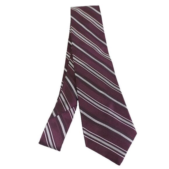 Jos A Bank Signature Collection Burgundy Striped Woven Silk Tie - Picture 6 of 6